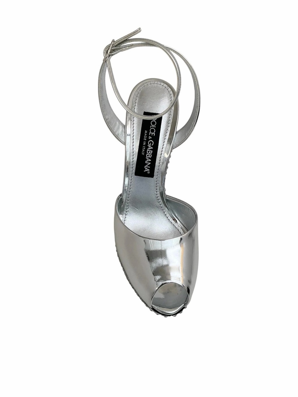 Dolce & Gabbana Silver Crystal Platform Peep-Toe Sandals - Picture 4 of 5